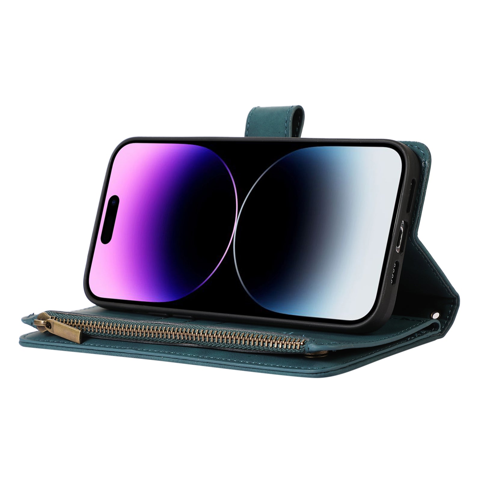 For iPhone 12 Pro Max 6.7 inch Leather Wallet Card Holder Phone Case Rhombus Imprinted Stand Cover with Zipper Pocket For iPhone 12 Pro Max 6.7 inch Leather Wallet Card Holder Phone Case Rhombus Imprinted Stand Cover with Zipper Pocket